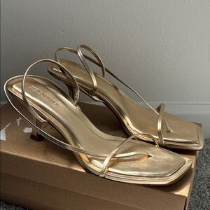 Steve Madden Metallic Gold Strappy Slingback Heels